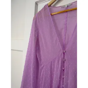 Express x Rocky Barnes Lilac Swiss Dot Sheer Kimono Dress XS thumbnail 11