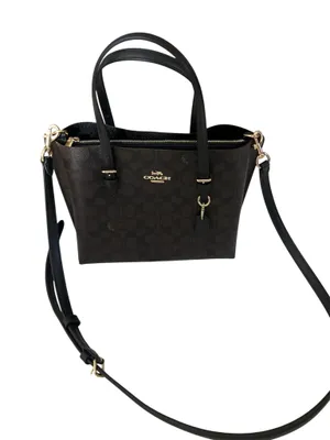 Coach Mollie Tote 25 in Signature Canvas Walnut Black CV965 Crossbody thumbnail 2