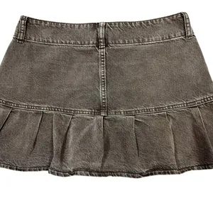 PacSun Brown Low-Rise Denim Micro Mini Skirt Sz 27" Pleated Y2K Grunge Cyber thumbnail 7