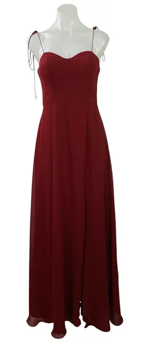 Azazie Red Sleeveless Tie Strap Cami Sweetheart Fit & Flare Bridesmaid Dress 4 thumbnail 1