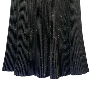 Vintage 60s Campus Casuals Wool Pleated Midi Skirt Black Confetti Fleck Size XS thumbnail 5