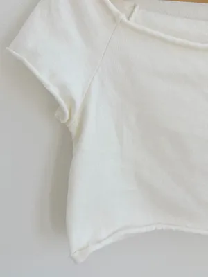 Brandy Melville White Off the houlder Crop Top 100% Cotton thumbnail 5
