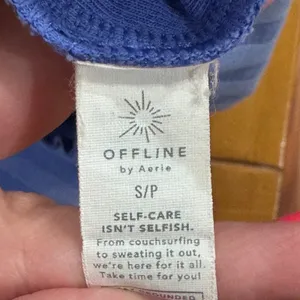 1468 | OFFLINE by Aerie OG Original Ribbed Lettuce Edge Crop‎ Top Blue Womens S thumbnail 5