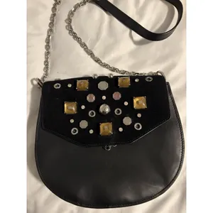 Louise et Cie Crossbody Bag Women Small‎ Black Leather Suede Embellished Studded thumbnail 3