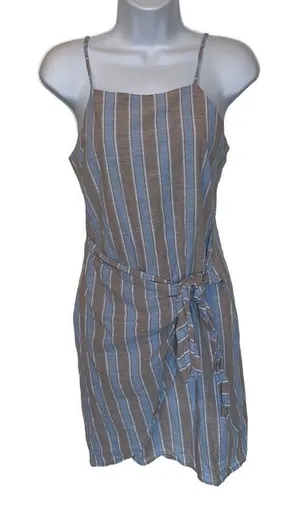 Altar'd State Women's Striped Square Neck Wrap‎ Mini Dress Blue Gray Size Small thumbnail 1