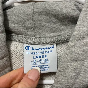 Champion Reverse Weave Grey & Black Sweatshirt Hoodie thumbnail 5