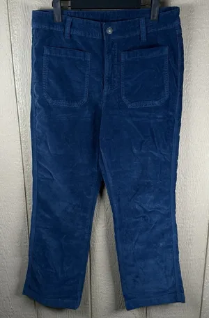 Free People High Time Velvet Kick Flare Pants Womens Size 14 Blue Patch Pockets thumbnail 1
