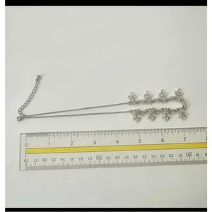 Rhinestone multi leaf choker necklace Silver thumbnail 6