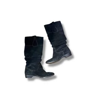 Sofft Black Suede Slouch‎ Boots Women's Size 8 Western Stitch Detail Fall thumbnail 2