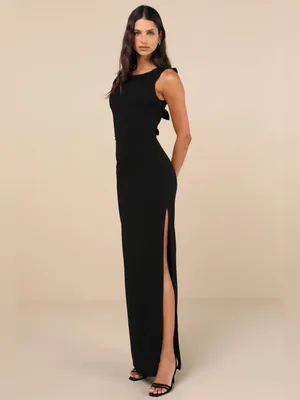 Lulu's Perfected Poise Black Bow Cutout Column Maxi Dress thumbnail 4