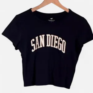 Hollister San Diego Graphic Crop Tee Navy Blue Baby Tee thumbnail 1