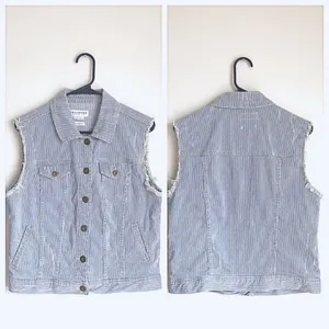 Bullhead denim vest stripes, western/cowboy/rodeo M thumbnail 2