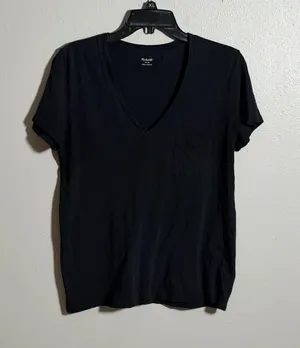 Madewell Women Minimalist Black Crewneck Tee Basic size M‎ thumbnail 1