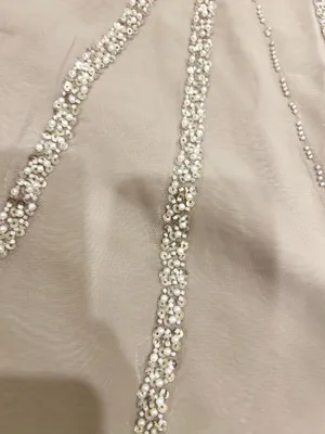 Wedding Dress Taupe/Silver& pearl Beaded Formal Gown Dress size 12 thumbnail 9