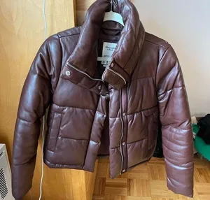 Abercrombie Women's Brown/Maroon Puffer Jacket thumbnail 1