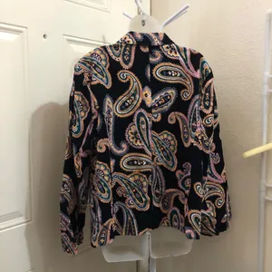Retro Whimsygoth Gothic Black pink paisley blazer jacket coat shirt multicolored Size L-Measurement in pics thumbnail 2