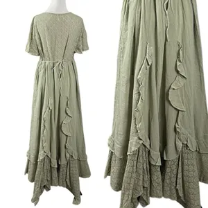 Free People Ethereal Bohemian Bring The Romance Midi Maxi Dress Moss Medium thumbnail 10