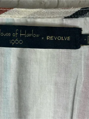 House Of Harlow x REVOLVE Striped Linen Blend Bell Sleeve V Neck Blouse Size S thumbnail 7