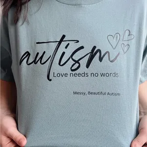 Bella Canvas Autism Love Needs No Words Graphic Tee - Sage Green thumbnail 1
