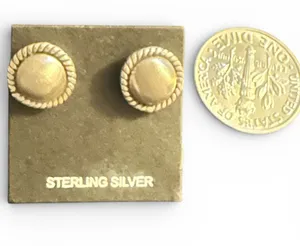 Sterling Silver 925 Rope Edge Stud Earrings thumbnail 1