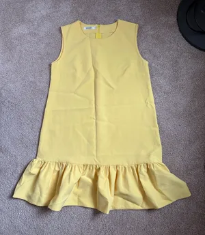 Van Gils Lemon Yellow Retro Sleeveless Babydoll Above Knee Dress. Size M thumbnail 1