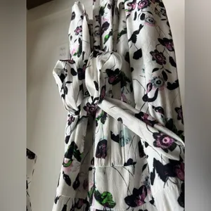 Anthropologie Elevenses Floret Romper White Purple 3/4 Sleeve Size S thumbnail 7