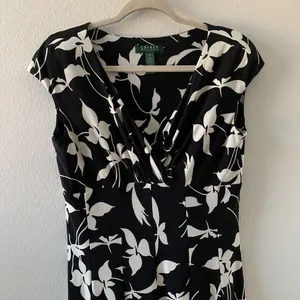 Lauren Ralph Lauren Womens Size 8 Multicolor Floral Print Surplice Sheath Dress thumbnail 2
