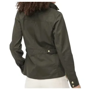 JCrew Moss Green Resin Coated Twill Field Jacket Utility Coat Womens Size Small thumbnail 2
