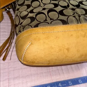 Coach Vintage Signature Canvas Monogram with Tan Leather Crossbody/Shoulder Bag thumbnail 6