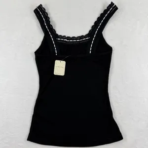 Intimately Free People Black Ribbed Lace Trim Cami Tank Top FP128787CY NWT Small thumbnail 9