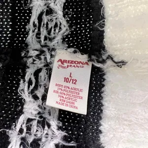 American Vintage Y2K Fuzzy Thick Cardigan Aztec Print Black and White Open Front Size Small thumbnail 6