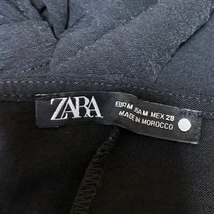 Zara Black Short Cap Sleeve Pocket Deep V Neck Tie Front Wrap Midi Dress Size M thumbnail 4