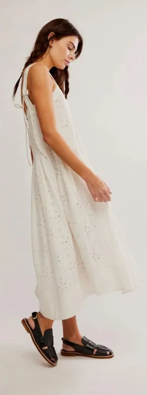 NWT Free People Primavera Eyelet Midi Dress White‎ Cotton Cottage Boho Sundress thumbnail 1