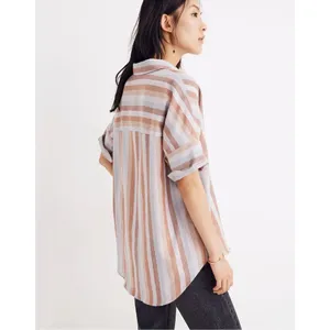 ✨Madewell Flannel Courier Sz XL Shirt in Sunrise Stripe✨ thumbnail 3