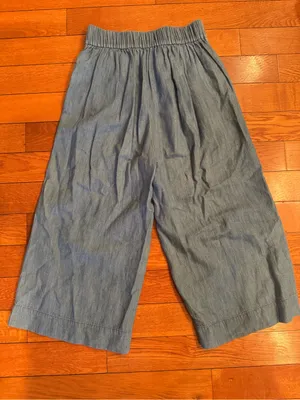 Madewell Huston Chambray Pull-On Cropped Wide-Leg Linen-Blend Pants - Size Small thumbnail 6