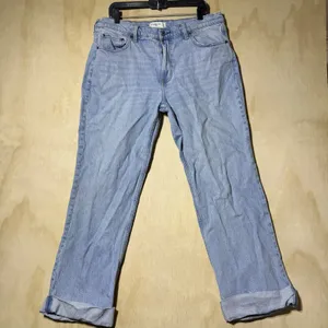 Abercrombie & Fitch The Baggy Low Rise Jeans Womens 32 14R Light Wash Cuffed thumbnail 1