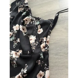 Abercrombie & Fitch Women's One Shoulder Black Satin Floral Mini Dress Size XS thumbnail 9