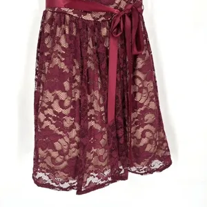 Windsor Lace Cocktail Dress Womens S Burgundy Floral Satin Tie‎ Homecoming NWT thumbnail 5