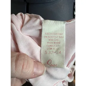 nightgown negligee deep V satin pink vintage thumbnail 8