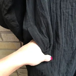 Anthropologie Sunday Atelier Caftan Coverup Dress Black Slub 100% cotton Pockets Coastal Small thumbnail 7