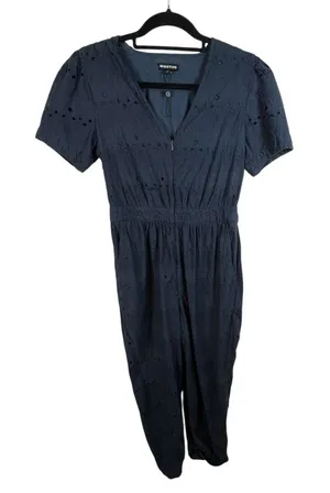 Whistles Navy Blue Eyelet Zoe Broderie Jumpsuit Women’s‎ Size 6 Missing Belt thumbnail 1