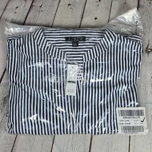 J. Crew Delilah dress striped cotton poplin‎ CJ495 S NWT Short Sleeve Blue White thumbnail 11