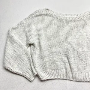 Hollister Cropped Shaker Knit Sweater Women Size M White Cream Y2K Acrylic Blend thumbnail 3