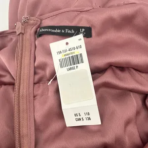 NWT Abercrombie‎ & Fitch Giselle Mauve Satin Pleated Mini Dress Large Petite thumbnail 9
