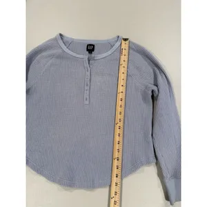 Gap Waffle Knit Henley Button Up Top Womens Small Thermal Lounge Layer Travel thumbnail 5