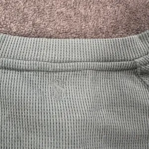 Victoria's Secret Waffle Knit Pajama Top Women's Small Green Thermal Lounge thumbnail 7