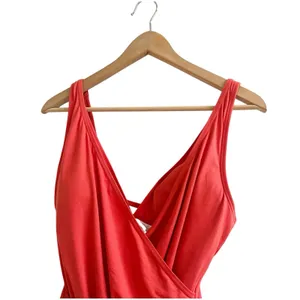 Michael Kors One Peice Faux Wrap Swimsuit Gold Tone Ring Accent Size 10 Orange thumbnail 5