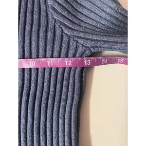 Dusty Blue Ribbed Knit Sweater Crop Top & Skirt Set Size S EUC thumbnail 4
