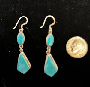 Sterling Silver 925  turquoise and dangle earrings thumbnail 3