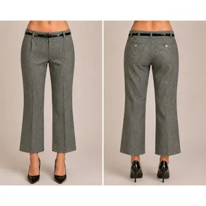 Cache Black Lace Satin Self Belt Gray Bi Stretch Crop Pant New $118 NWT Size 6 thumbnail 2